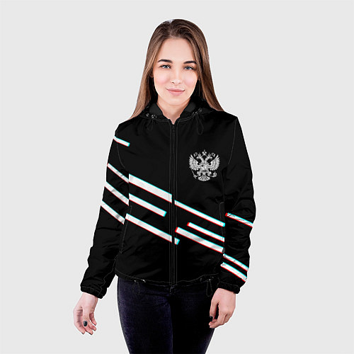 Женская куртка Полосы герб спорт / 3D-Черный – фото 4