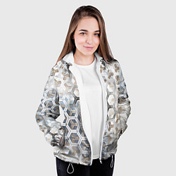 Куртка с капюшоном женская Зеркальные соты с переливами света, цвет: 3D-белый — фото 2
