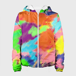 Куртка с капюшоном женская Яркие пятна мелками - текстура, цвет: 3D-белый