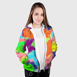 Куртка с капюшоном женская Яркие пятна мелками - текстура, цвет: 3D-белый — фото 2