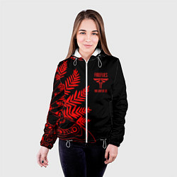 Куртка с капюшоном женская Последние из нас лого и узор красный, цвет: 3D-белый — фото 2