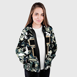 Куртка с капюшоном женская Логотип Minecraft и его персонажи, цвет: 3D-черный — фото 2