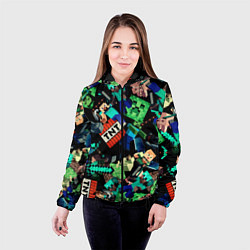 Куртка с капюшоном женская Главные герои из Майнкрафт, цвет: 3D-черный — фото 2