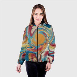 Куртка с капюшоном женская Абстракция цветные вихри, цвет: 3D-черный — фото 2