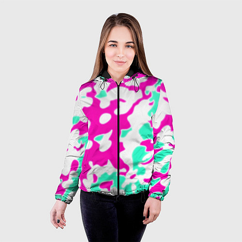 Женская куртка Текстура камуфляж детский / 3D-Черный – фото 4