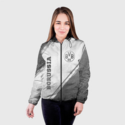 Куртка с капюшоном женская Borussia - white gradient вертикально, цвет: 3D-черный — фото 2