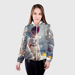 Куртка с капюшоном женская Космонавт на фантастической планете, цвет: 3D-белый — фото 2