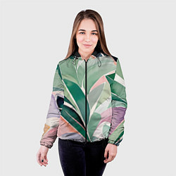 Куртка с капюшоном женская Листья акварель, цвет: 3D-черный — фото 2