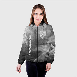 Куртка с капюшоном женская Porsche - grey gradient вертикально, цвет: 3D-черный — фото 2