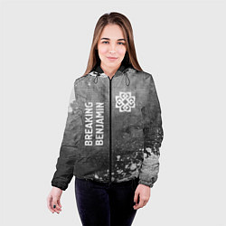 Куртка с капюшоном женская Breaking Benjamin - grey gradient вертикально, цвет: 3D-черный — фото 2