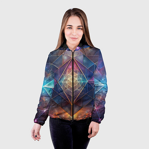 Женская куртка Космическая геометрическая абстракция / 3D-Черный – фото 4