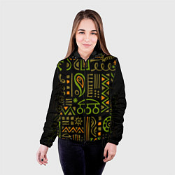 Куртка с капюшоном женская Абстрактный этнический орнамент, цвет: 3D-черный — фото 2