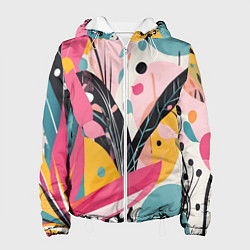 Женская куртка Листья цветы абстракция