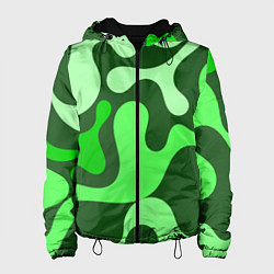 Куртка с капюшоном женская Камуфляж зеленый крупный, цвет: 3D-черный