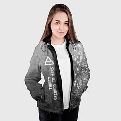 Куртка с капюшоном женская Thirty Seconds to Mars - grey gradient по-вертикал, цвет: 3D-черный — фото 2