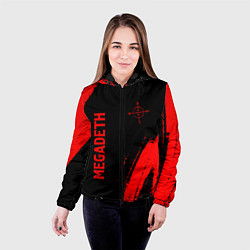 Куртка с капюшоном женская Megadeth - red gradient вертикально, цвет: 3D-черный — фото 2