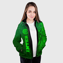 Куртка с капюшоном женская Inter - green gradient по-вертикали, цвет: 3D-черный — фото 2
