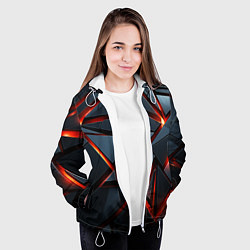 Куртка с капюшоном женская Геометрические плиты со светом, цвет: 3D-белый — фото 2