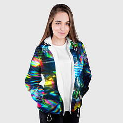 Куртка с капюшоном женская Глитч эффект на стекле, цвет: 3D-белый — фото 2