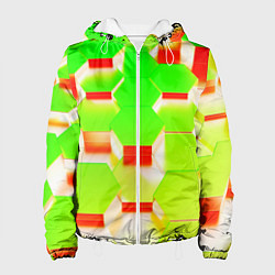 Куртка с капюшоном женская Кислотные соты, цвет: 3D-белый