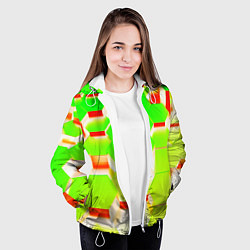 Куртка с капюшоном женская Кислотные соты, цвет: 3D-белый — фото 2