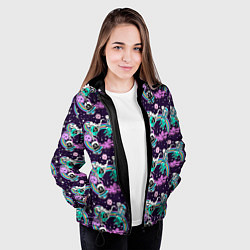 Куртка с капюшоном женская Космические инопланетные монстры, цвет: 3D-черный — фото 2