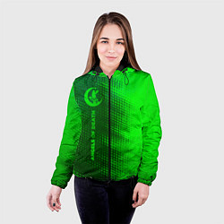 Куртка с капюшоном женская Angels of Death - green gradient по-вертикали, цвет: 3D-черный — фото 2
