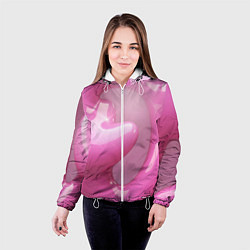 Куртка с капюшоном женская Розовые краски абстракция, цвет: 3D-белый — фото 2