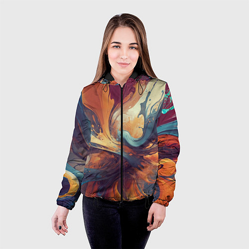 Женская куртка Акриловая абстракция в стиле Vallejo / 3D-Черный – фото 4