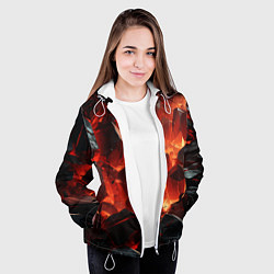 Куртка с капюшоном женская Текстура черных камней, цвет: 3D-белый — фото 2