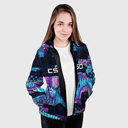 Куртка с капюшоном женская CS GO neon blob, цвет: 3D-черный — фото 2