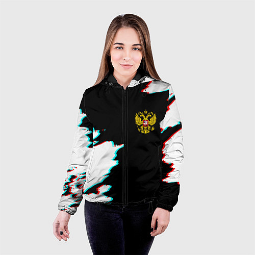 Женская куртка Герб глитч краски / 3D-Черный – фото 4