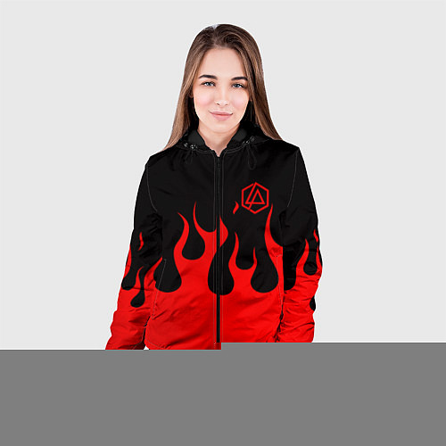 Женская куртка Linkin park logo fire / 3D-Черный – фото 4
