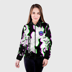 Куртка с капюшоном женская Geometry dash glitch flame, цвет: 3D-черный — фото 2
