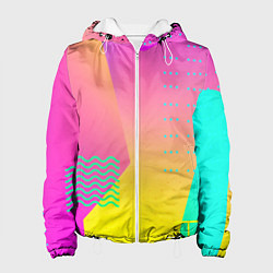 Куртка с капюшоном женская Неоновая геометрия градиент, цвет: 3D-белый