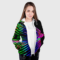 Куртка с капюшоном женская Неоновый лучи текстура, цвет: 3D-белый — фото 2