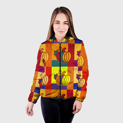 Женская куртка Тыква разноцветная / 3D-Черный – фото 4