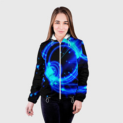 Куртка с капюшоном женская Оптические синие волны, цвет: 3D-белый — фото 2