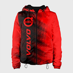 Куртка с капюшоном женская Volvo - red gradient по-вертикали, цвет: 3D-черный