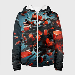 Куртка с капюшоном женская Геометрический взрыв пластин, цвет: 3D-белый