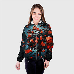 Куртка с капюшоном женская Геометрический взрыв пластин, цвет: 3D-белый — фото 2