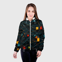 Куртка с капюшоном женская Геометрическая абстракция, цвет: 3D-белый — фото 2