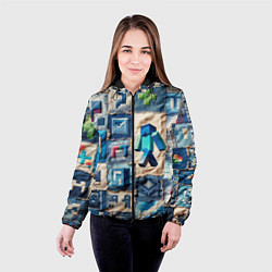 Куртка с капюшоном женская Minecraft шагает на пэчворк, цвет: 3D-черный — фото 2