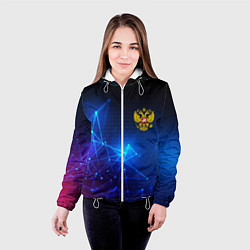 Куртка с капюшоном женская Герб РФ абстракция текстура, цвет: 3D-белый — фото 2
