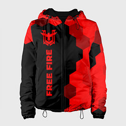 Куртка с капюшоном женская Free Fire - red gradient по-вертикали, цвет: 3D-черный