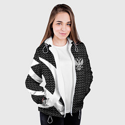 Куртка с капюшоном женская Герб РФ паттерн стиль ссср, цвет: 3D-белый — фото 2