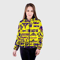 Куртка с капюшоном женская Логотипы игр на жёлтом, цвет: 3D-черный — фото 2