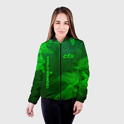 Куртка с капюшоном женская Counter-Strike 2 - green gradient вертикально, цвет: 3D-черный — фото 2