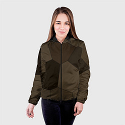 Куртка с капюшоном женская Тёмно-коричневый крупная мозаика, цвет: 3D-черный — фото 2
