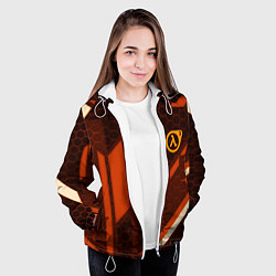 Куртка с капюшоном женская Half life geometry steel metal, цвет: 3D-белый — фото 2